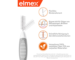 ELMEX Szczoteczki międzyzębowe ISO rozmiar 7 1,3 mm szare, 8 szt