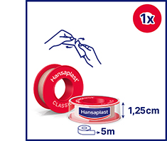 HANSAPLAST Klasyczny plaster mocujący 1,25 cm x 5 m, 1 szt