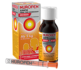 NUROFEN Sok przeciwgorączkowy i przeciwbólowy Junior Truskawka 40 mg/ml, 100 ml