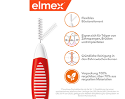 ELMEX Szczoteczki międzyzębowe ISO rozmiar 2 0,5 mm czerwone, 8 szt