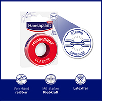 HANSAPLAST Klasyczny plaster mocujący 1,25 cm x 5 m, 1 szt