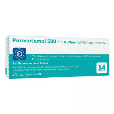 PARACETAMOL 500-1A Pharma tabletki, 20 szt PARACETAMOL 500-1A Pharma tabletki, 20 szt