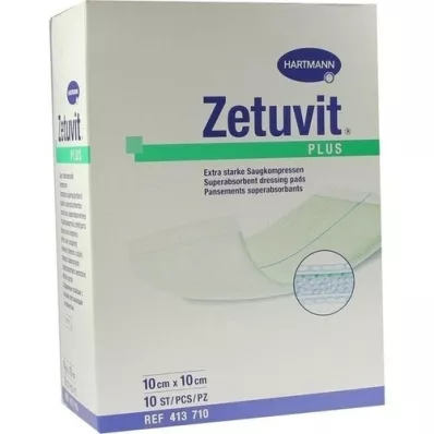 ZETUVIT Plus ekstra mocny kompres chłonny, sterylny 10x10 cm, 10 szt