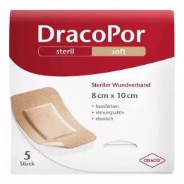 DRACOPOR Opatrunek na ranę 8x10 cm sterylny w kolorze skóry, 5 szt