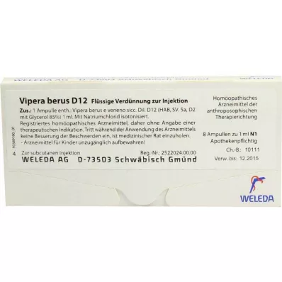 VIPERA BERUS D 12 ampułek, 8 x 1 ml VIPERA BERUS D 12 ampułek, 8 x 1 ml