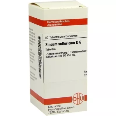 ZINCUM SULFURICUM D 6 tabletek, 80 szt