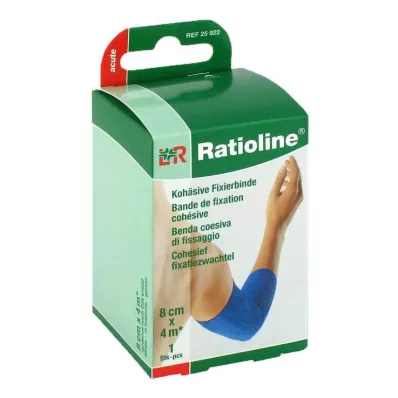 RATIOLINE ostry opatrunek mocujący kohezyjny 8 cmx4 m niebieski, 1 szt