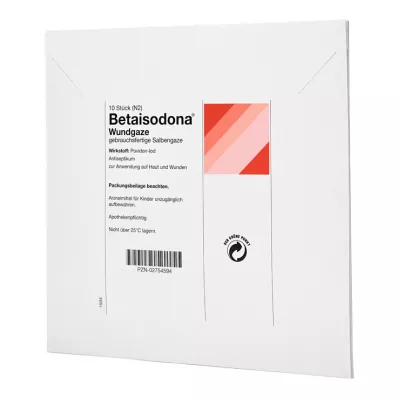 BETAISODONA Gaza na rany 10x10 cm, 10 szt