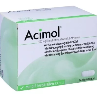 ACIMOL z paskami testowymi pH w postaci tabletek powlekanych, 96 szt