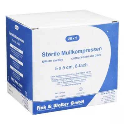 MULLKOMPRESSEN 5x5 cm sterylny 8x, 25X2 St
