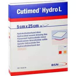 CUTIMED Hydro L opatrunek hydrokoloidowy cienki 5x25 cm, 12 szt