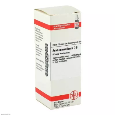 ACIDUM OXALICUM D 6 Rozcieńczenie, 20 ml ACIDUM OXALICUM D 6 Rozcieńczenie, 20 ml