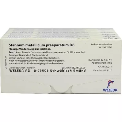 STANNUM METALLICUM praeparatum D 8 ampułek, 48 x 1 ml