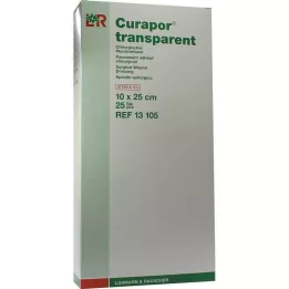 CURAPOR Opatrunek na ranę jałowy przezroczysty 10x25 cm, 25 szt