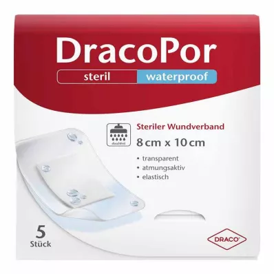 DRACOPOR wodoodporny opatrunek na ranę 8x10 cm sterylny, 5 szt