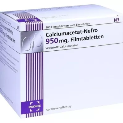 CALCIUMACETAT NEFRO Tabletki powlekane 950 mg, 200 szt