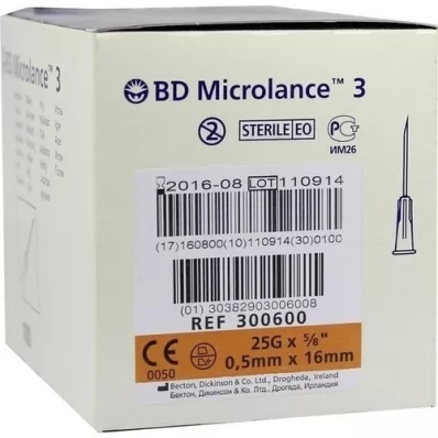 BD MICROLANCE Kaniula 25 G 5/8 0,5x16 mm, 100 szt