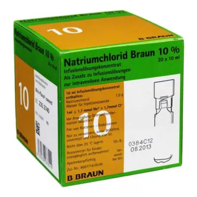 Koncentrat roztworu do infuzji chlorku sodu 10% Braun Mpc, 20x10 ml Koncentrat roztworu do infuzji chlorku sodu 10% Braun Mpc, 20x10 ml