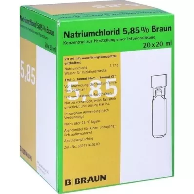 NATRIUMCHLORID 5,85% brązowy MPC Roztwór do infuzji, 20 x 20 ml