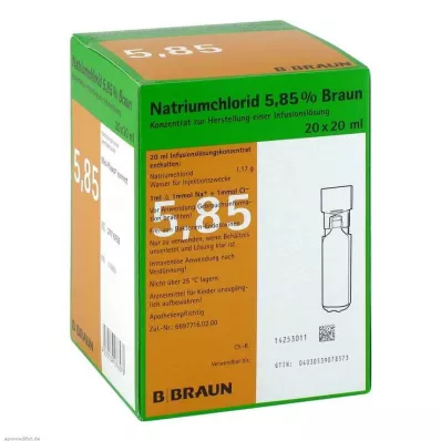 NATRIUMCHLORID 5,85% brązowy MPC Roztwór do infuzji, 20 x 20 ml