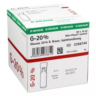 GLUCOSE 20% roztwór do wstrzykiwań B.Braun Mini Plasco connect, 20 x 10 ml