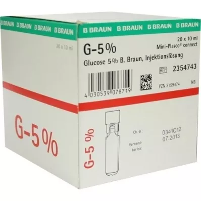 GLUCOSE 5% roztwór do wstrzykiwań B.Braun Mini Plasco connect, 20 x 10 ml