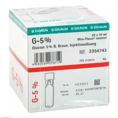 Glukoza 5% Braun Mini Plasco connect roztwór do wstrzykiwań, 20X10 ml Glukoza 5% Braun Mini Plasco connect roztwór do wstrzykiwań, 20X10 ml