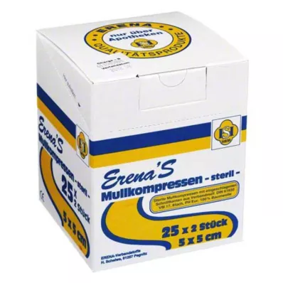 ERENA Kompres z gazy, 5x5 cm, sterylny, 8x25X2 szt ERENA Kompres z gazy, 5x5 cm, sterylny, 8x25X2 szt