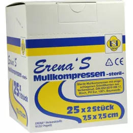 ERENA Kompres z gazy 7,5x7,5 cm sterylny 8x, 25X2 szt