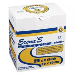 ERENA Kompres z gazy 10x10 cm sterylny 8x, 25X2 szt