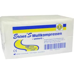ERENA Kompres z gazy 7,5x7,5 cm niesterylny 8x, 100 szt