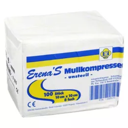 ERENA Kompres z gazy 10x10 cm niesterylny 8x, 100 szt