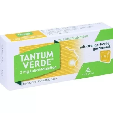 TANTUM VERDE pastylka 3 mg o smaku pomarańczowo-miodowym, 20 szt