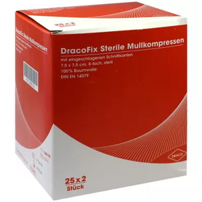 DRACOFIX PEEL Kompresy 7,5x7,5 cm sterylne 8x, 25X2 szt