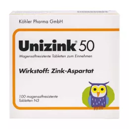 UNIZINK 50 tabletek powlekanych dojelitowo, 100 szt