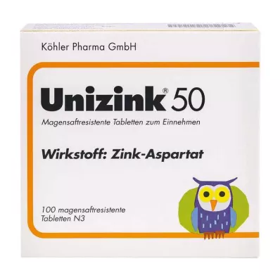 UNIZINK 50 tabletek powlekanych dojelitowo, 100 szt UNIZINK 50 tabletek powlekanych dojelitowo, 100 szt