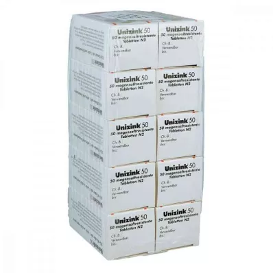 UNIZINK 50 tabletek powlekanych dojelitowo, 10X50 szt UNIZINK 50 tabletek powlekanych dojelitowo, 10X50 szt