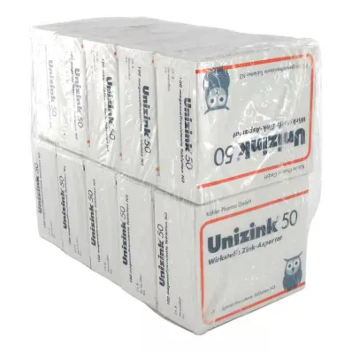 UNIZINK 50 tabletek powlekanych dojelitowo, 10X100 szt