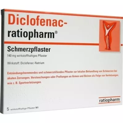 DICLOFENAC-plaster przeciwbólowy ratiopharm, 5 szt