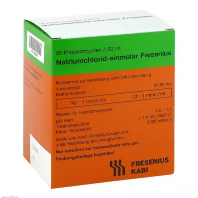 Roztwór soli fizjologicznej Fres.5,85% plastikowy koncentrat roztworu do infuzji, 20X20 ml Roztwór soli fizjologicznej Fres.5,85% plastikowy koncentrat roztworu do infuzji, 20X20 ml