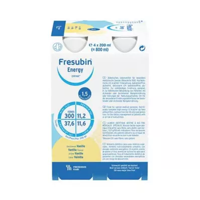 FRESUBIN ENERGY DRINK Butelka do napojów waniliowych, 4 x 200 ml
