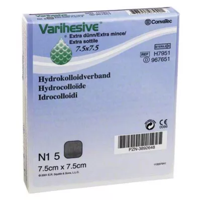 VARIHESIVE bardzo cienki 7,5x7,5 cm HKV hydroaktywny, 5 szt