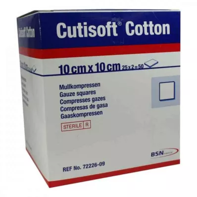 CUTISOFT Bawełna Compr.10x10 cm ster.12x, 25X2 St CUTISOFT Bawełna Compr.10x10 cm ster.12x, 25X2 St