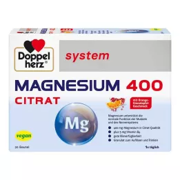 DOPPELHERZ Magnesium 400 Citrate system Granules, 20 szt