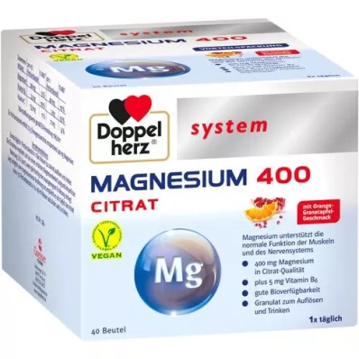 DOPPELHERZ Magnesium 400 Citrate system Granules, 40 szt