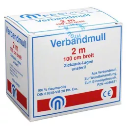 VERBANDMULL 2x1 m zygzak BW 20/100 niesterylny, 1 szt