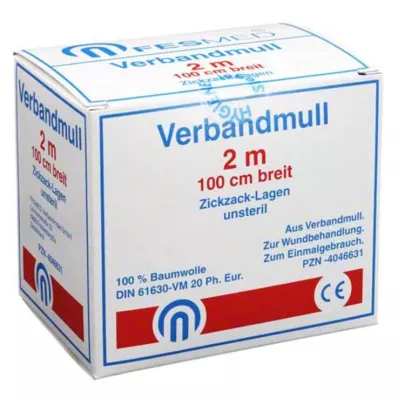 VERBANDMULL 2x1 m zygzak BW 20/100 niesterylny, 1 szt