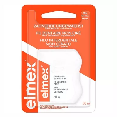 ELMEX Nić dentystyczna niewoskowana z fluorkiem aminy, 50 m