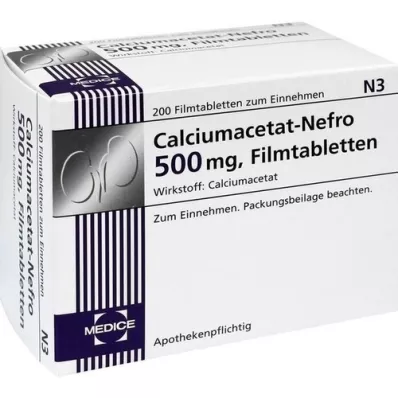 CALCIUMACETAT NEFRO Tabletki powlekane 500 mg, 200 szt