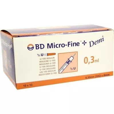 BD MICRO-FINE+ strzykawka insulinowa 0,3 ml U100 0,3x8 mm, 100 szt